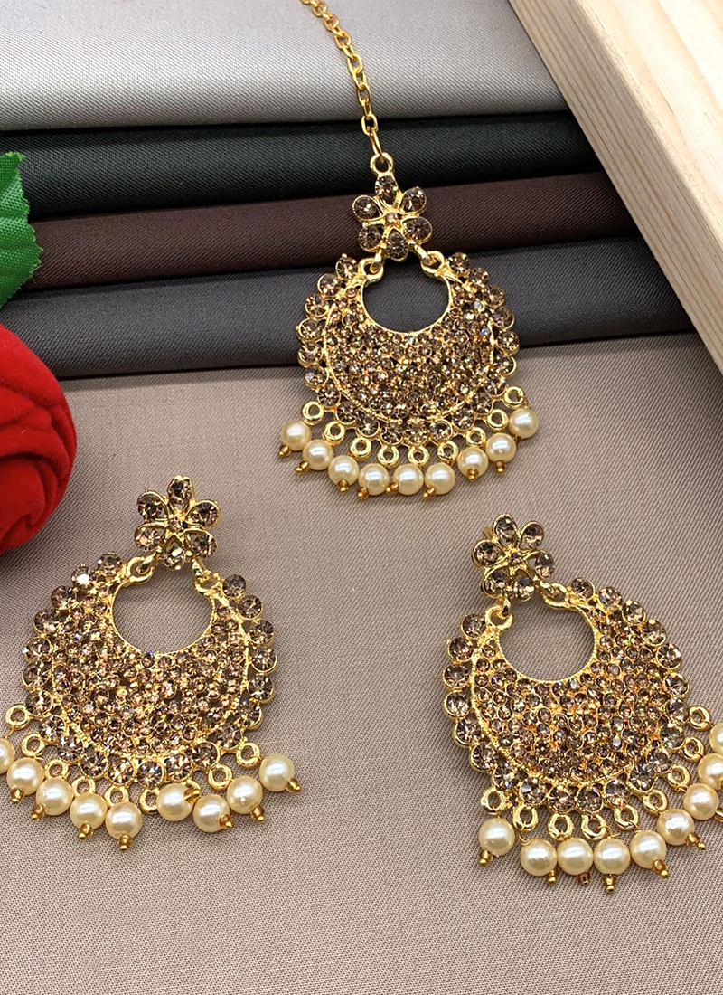 Gold plated maang tikka deals online shopping